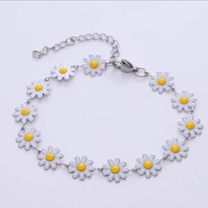 Daisy Chain Bracelet/Ring  in White and Yellow.